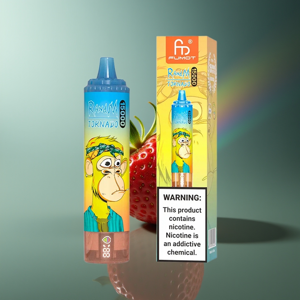 Wholesale Lithuania RandM Fumot Tornado 15000 Puffs Braškė 25ml LCD