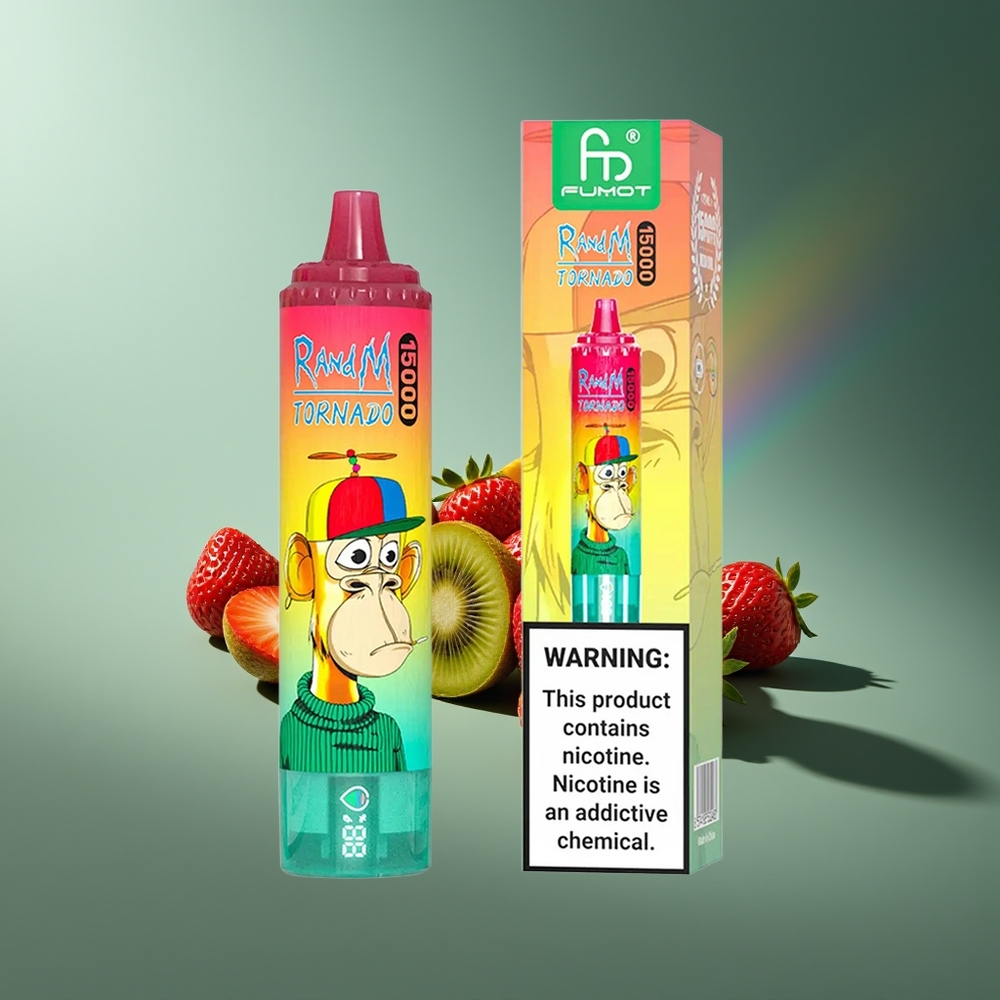 Wholesale Lithuania RandM Fumot Tornado 15000 Puffs Braškė Kiwi 25ml 850mAh