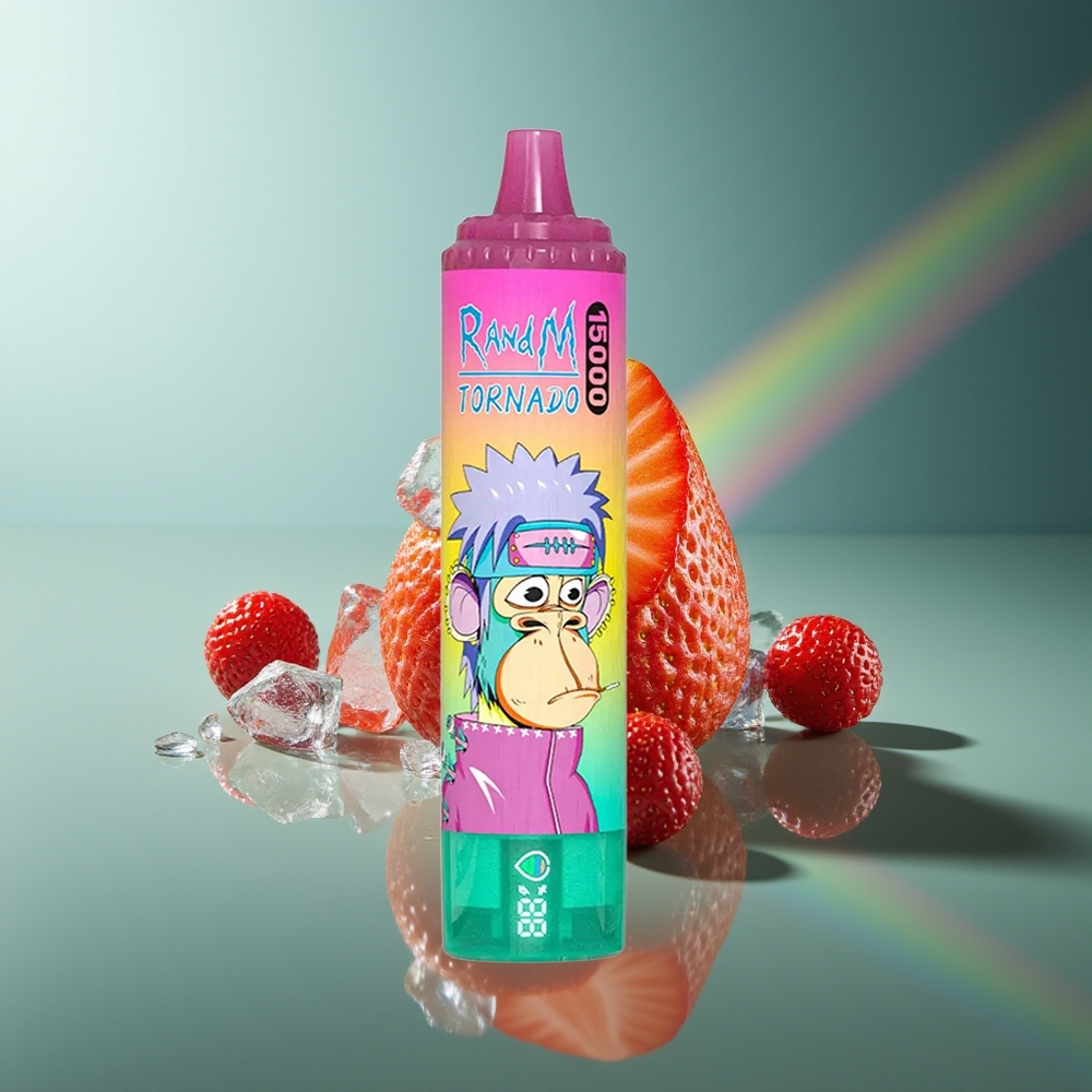 Wholesale Lithuania RandM Fumot Tornado 15000 Puffs Braškinių Ledų 25ml LCD