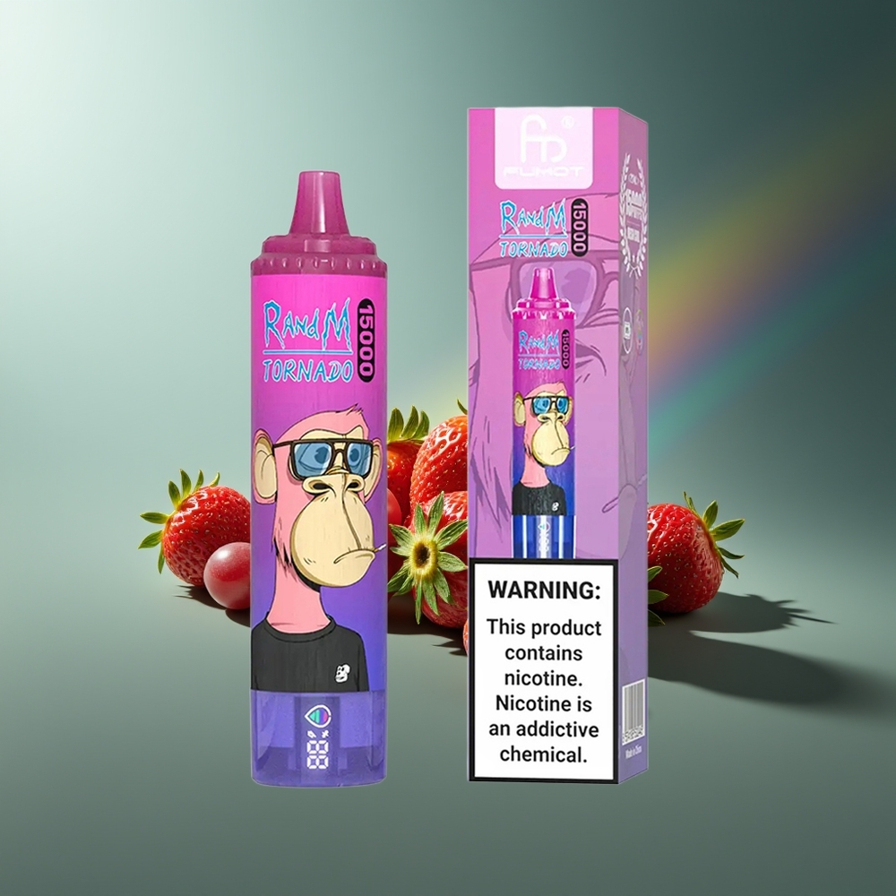 Wholesale Lithuania RandM Fumot Tornado 15000 Puffs Braškynės Vynuogių LCD Type-C