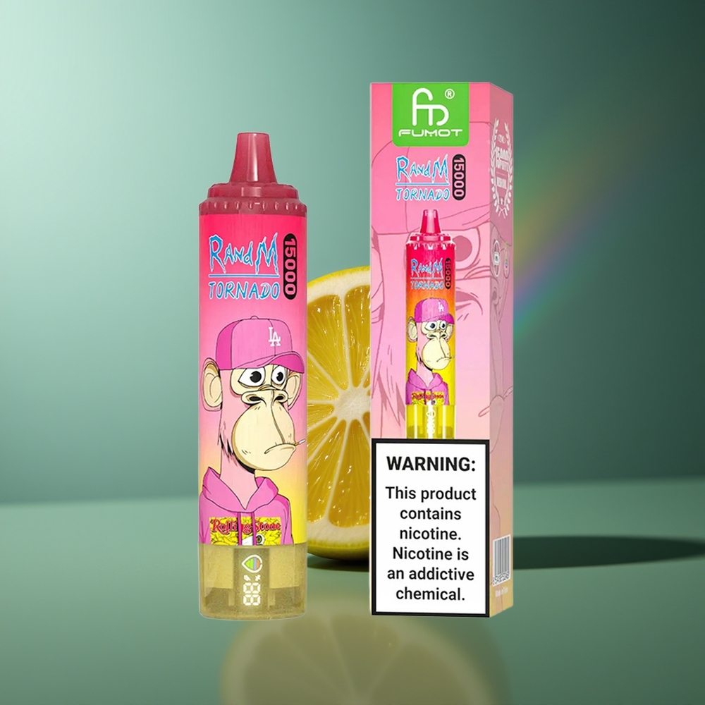 Wholesale Lithuania RandM Fumot Tornado 15000 Puffs Citrinų Vienkartinės Elektroninės Cigaretės LCD Type-C