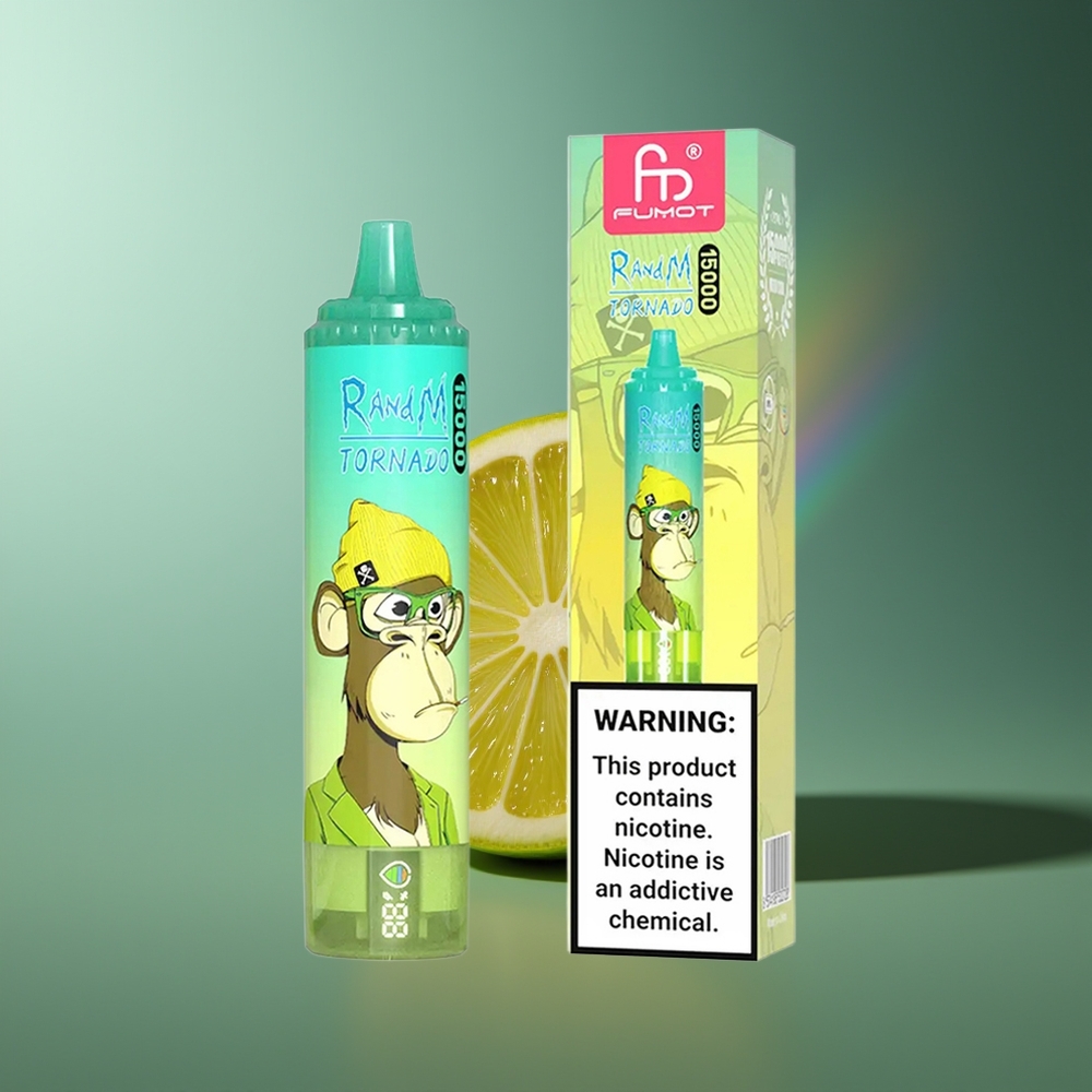 Wholesale Lithuania RandM Fumot Tornado 15000 Puffs Citrina Kramtė Vienkartinės Elektroninės Cigaretės 25ml 850mAh
