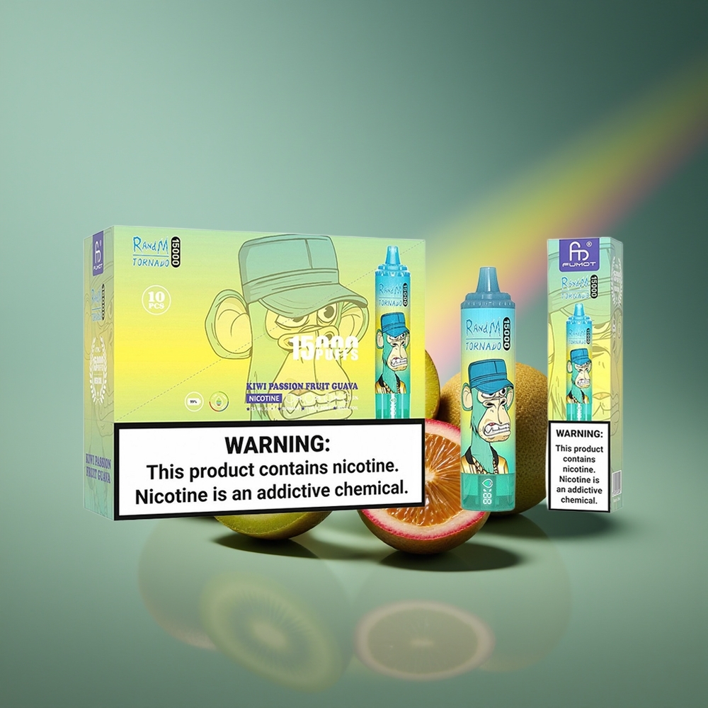 Wholesale Lithuania RandM Fumot Tornado 15000 Puffs Kiwi Pasiflora Gvajava 25ml LCD