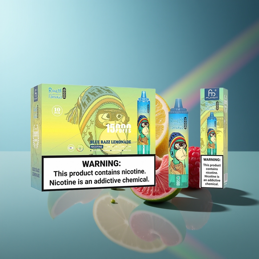 Wholesale Lithuania RandM Fumot Tornado 15000 Puffs Mėlynųjų Aviečių Citrinų Limonadas 25ml 850mAh