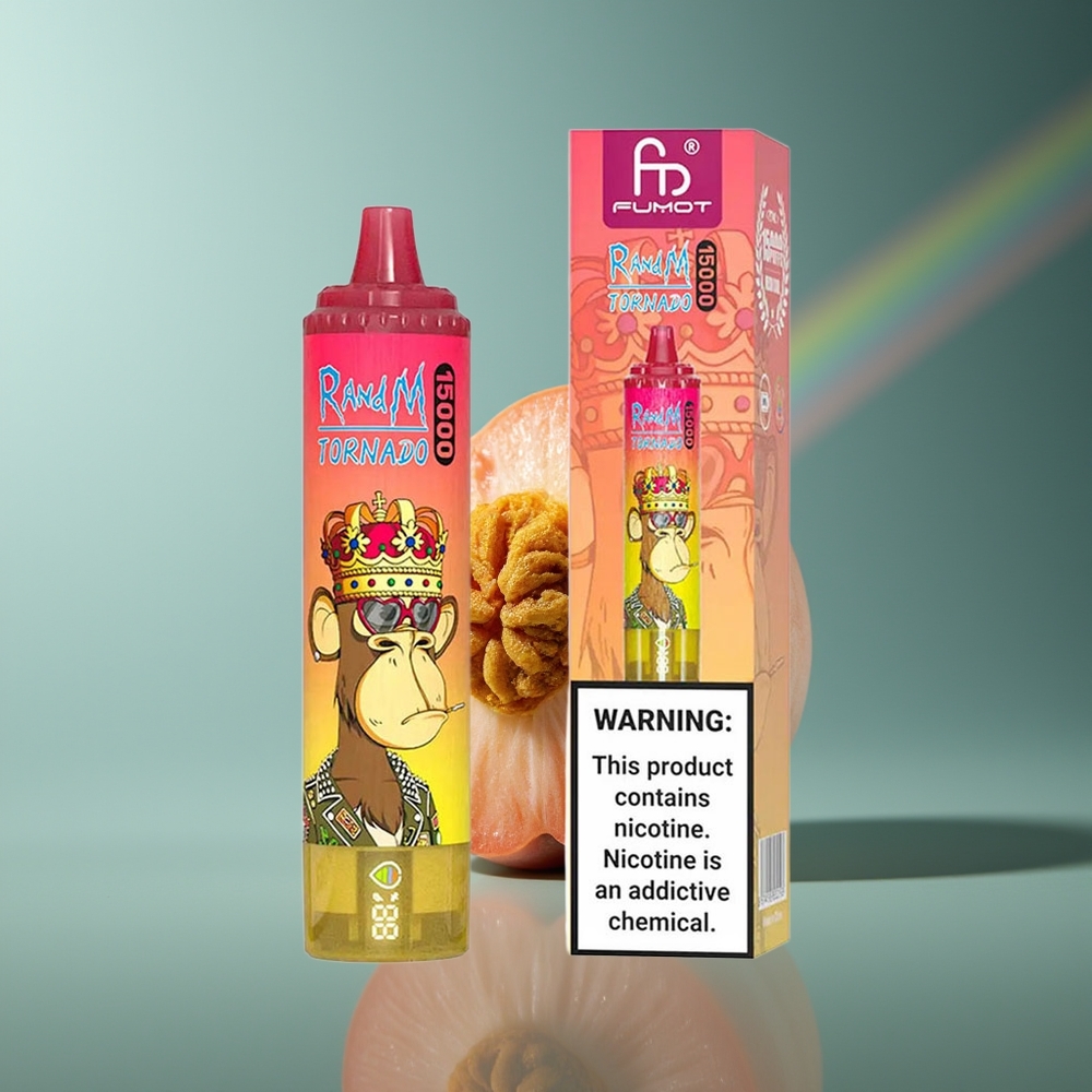 Wholesale Lithuania RandM Fumot Tornado 15000 Puffs Persikų Ledas 25ml USB Type-C