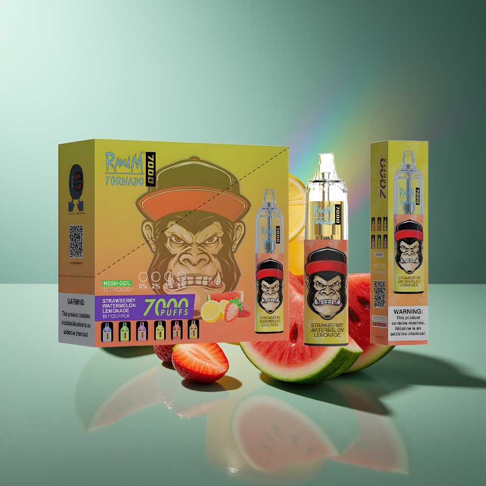 Wholesale Lithuania RandM Fumot Tornado 7000 Braškės Arbūzas Limonadas 14ML Type-C