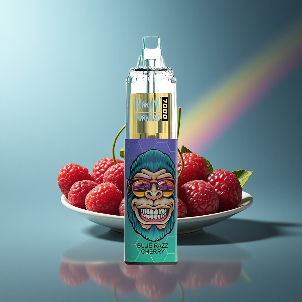 Wholesale Lithuania RandM Fumot Tornado 7000 Pūkų Mėlynųjų Serbentų Vyšnių 14 ML RGB