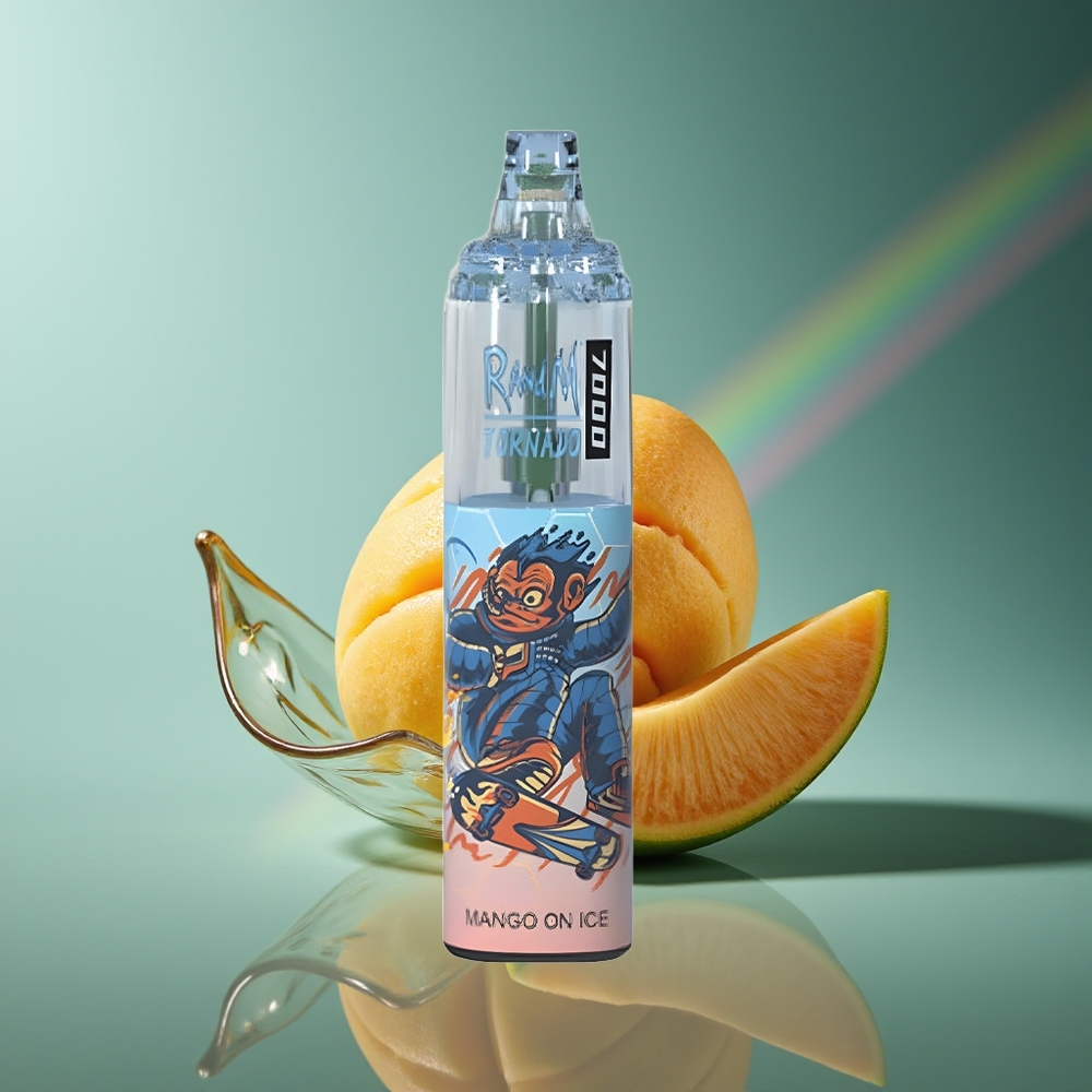 Wholesale Lithuania RandM Fumot Tornado 7000 Pūkų Mango Ant Ledų Type-C Port RGB Light