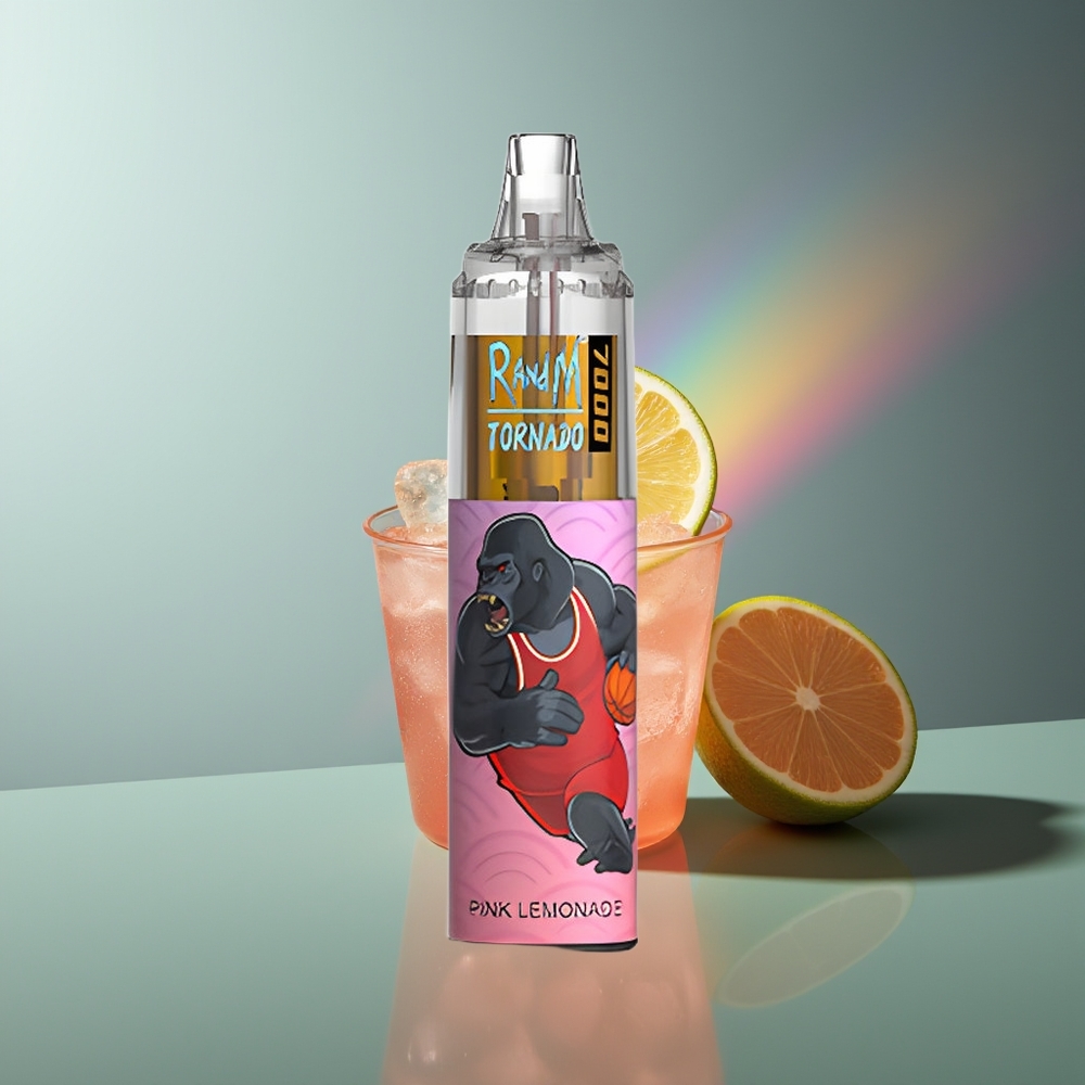Wholesale Lithuania RandM Fumot Tornado 7000 Pūsų 14ML Rožinė Limonada Type-C Portas RGB Light