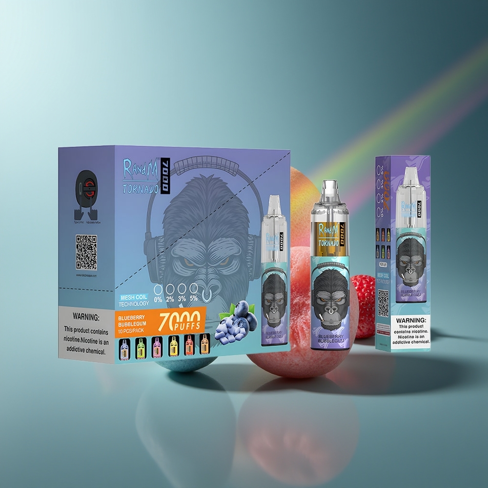 Wholesale Lithuania RandM Fumot Tornado 7000 Pūsų Mėlynųjų Sausainių Guma 14ML RGB