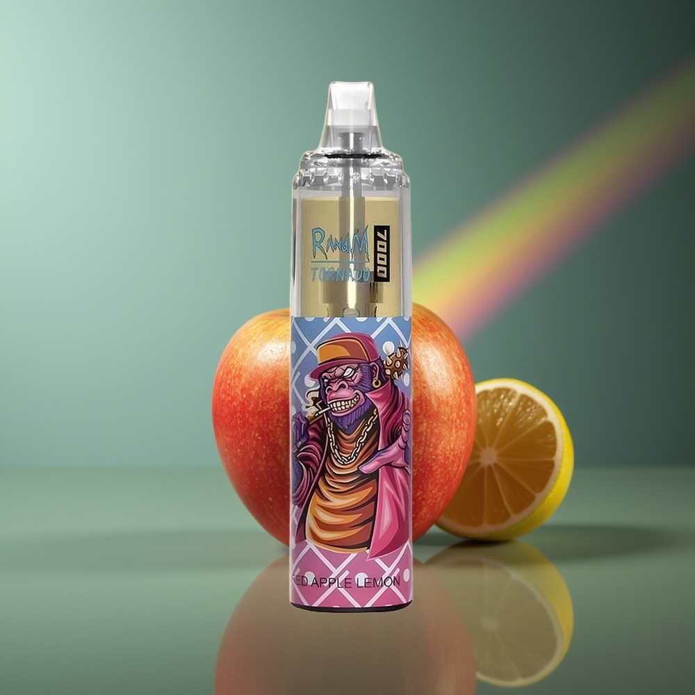 Wholesale Lithuania RandM Fumot Tornado 7000 Pūslių Raudonas Obuolys Citrina 14ML RGB