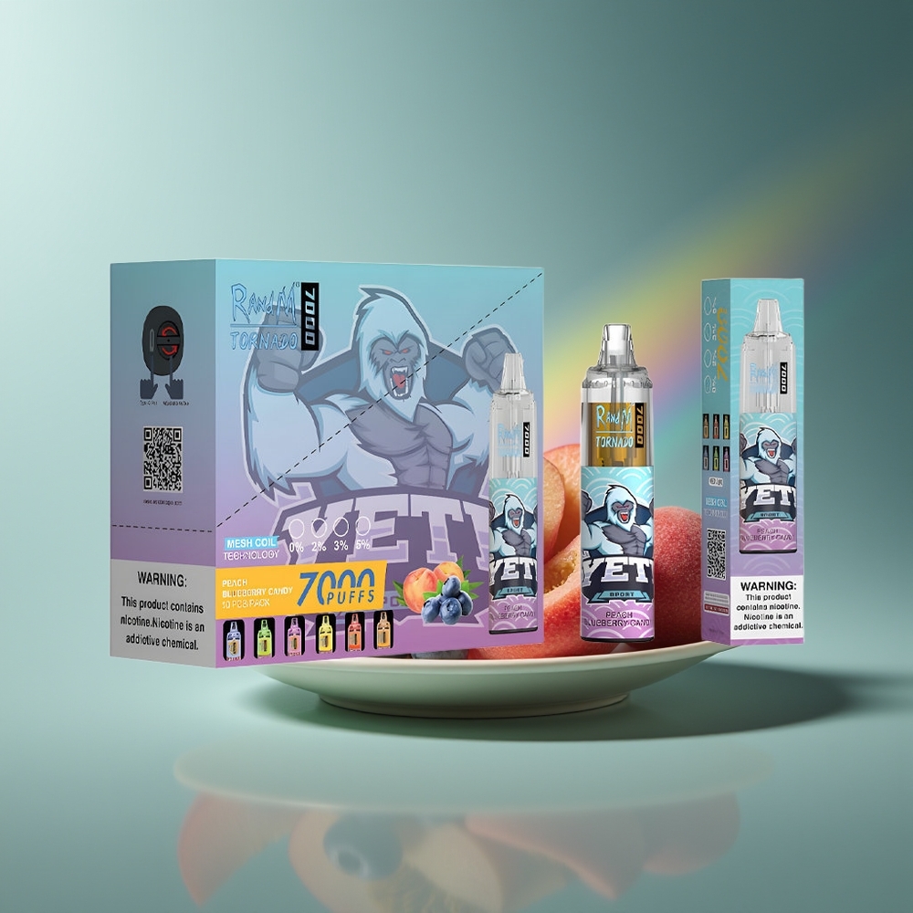 Wholesale Lithuania RandM Fumot Tornado 7000 Persikų Mėlynų Uogų Saldainiai 14ML RGB
