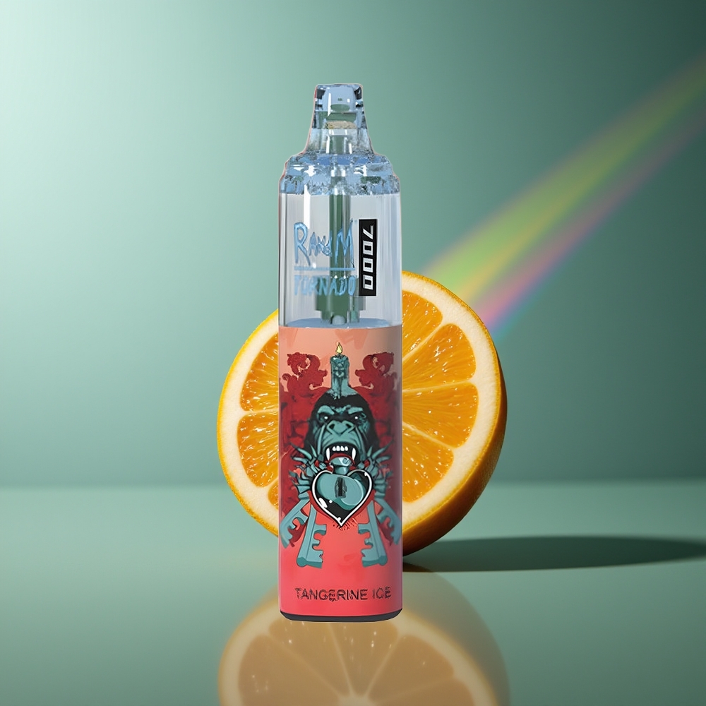Wholesale Lithuania RandM Fumot Tornado 7000 Pufų Mandarino Ledas 14ML RGB