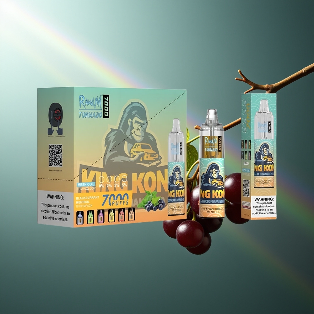 Wholesale Lithuania RandM Fumot Tornado 7000 Puffs Juodųjų Serbentų Mėtų Type-C Port RGB Light