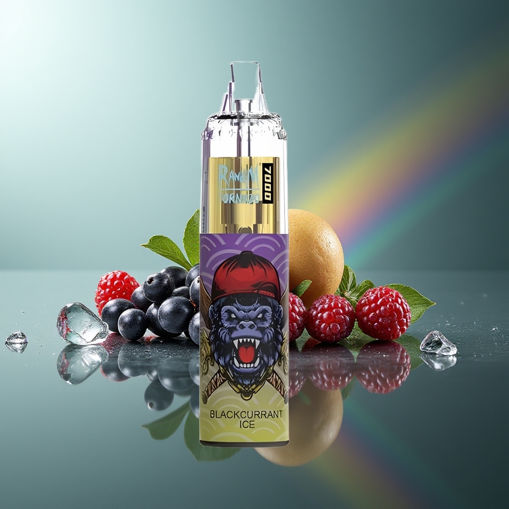 Wholesale Lithuania RandM Fumot Tornado 7000 Puffs Juodojo serbento ledas 14ML Type-C