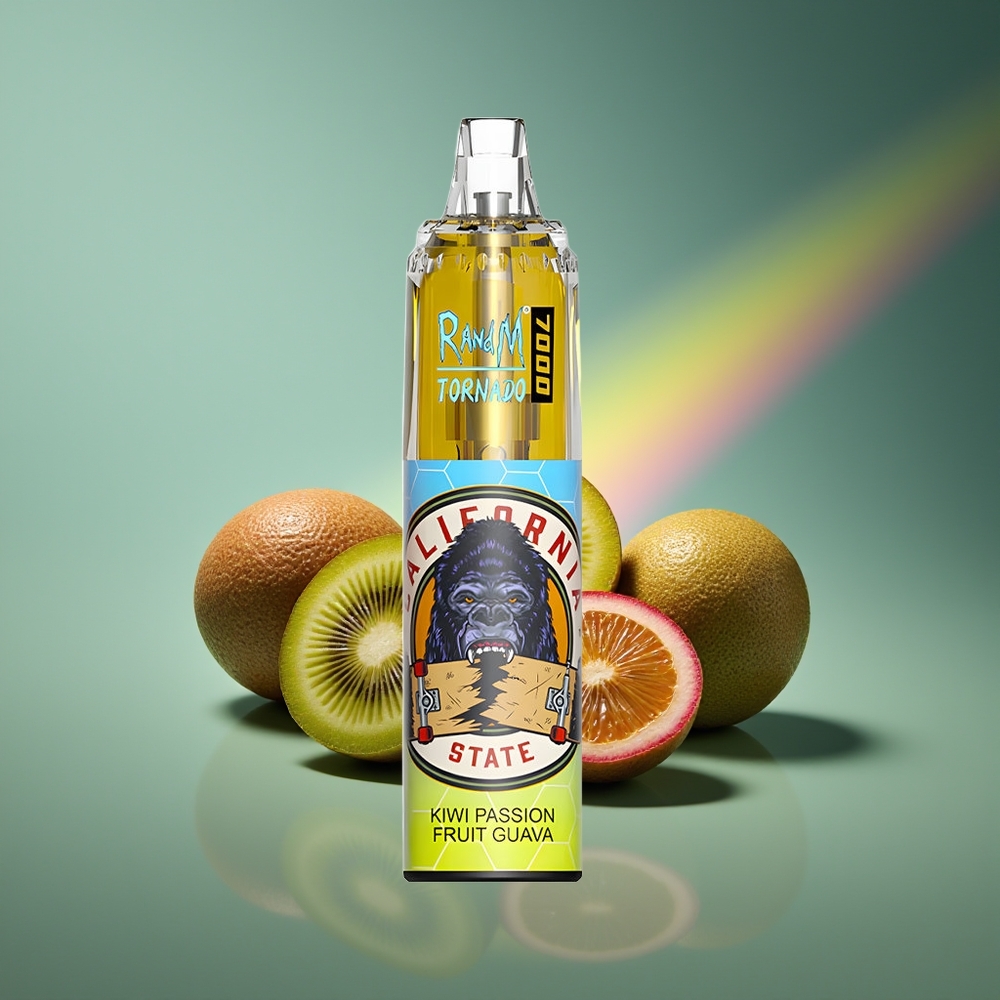 Wholesale Lithuania RandM Fumot Tornado 7000 Puffs Kiwi Gaišvaisio Guava 850 MAH RGB Light