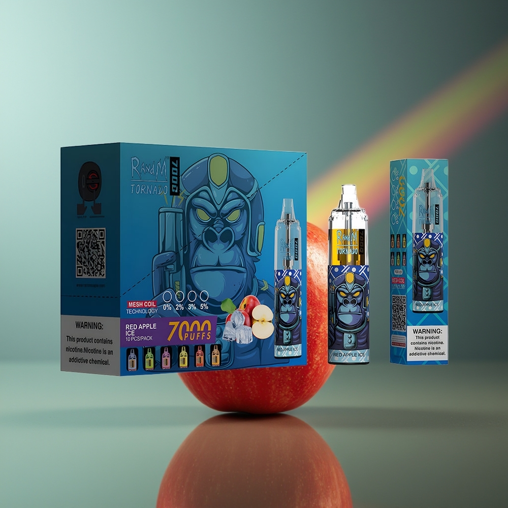 Wholesale Lithuania RandM Fumot Tornado 7000 Raudonoji Obuolių Ledas 14ML Type-C