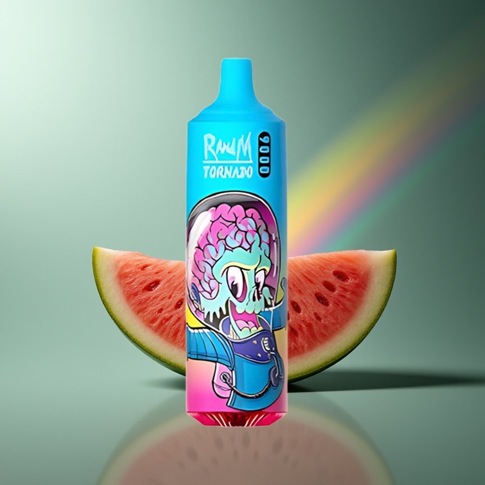 Wholesale Lithuania RandM Fumot Tornado 9000 Pufų Braškių Arbūzas RGB Ekranas