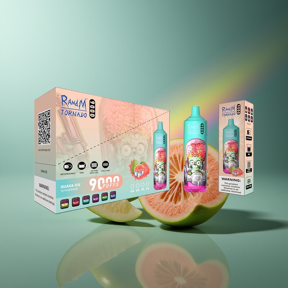 Wholesale Lithuania RandM Fumot Tornado 9000 Pufų Guava Ledas 18 mL RGB Displejus