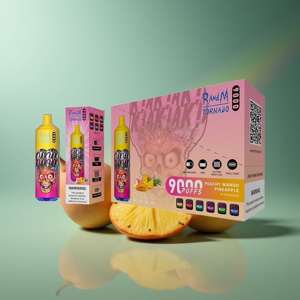 Wholesale Lithuania RandM Fumot Tornado 9000 Pufų Persikas Mango Ananasas 850 mAh