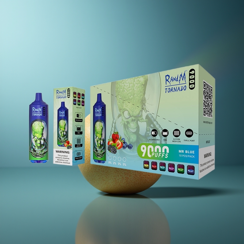 Wholesale Lithuania RandM Fumot Tornado 9000 Puffs 18 mL Mėlynasis (Mr Blue)