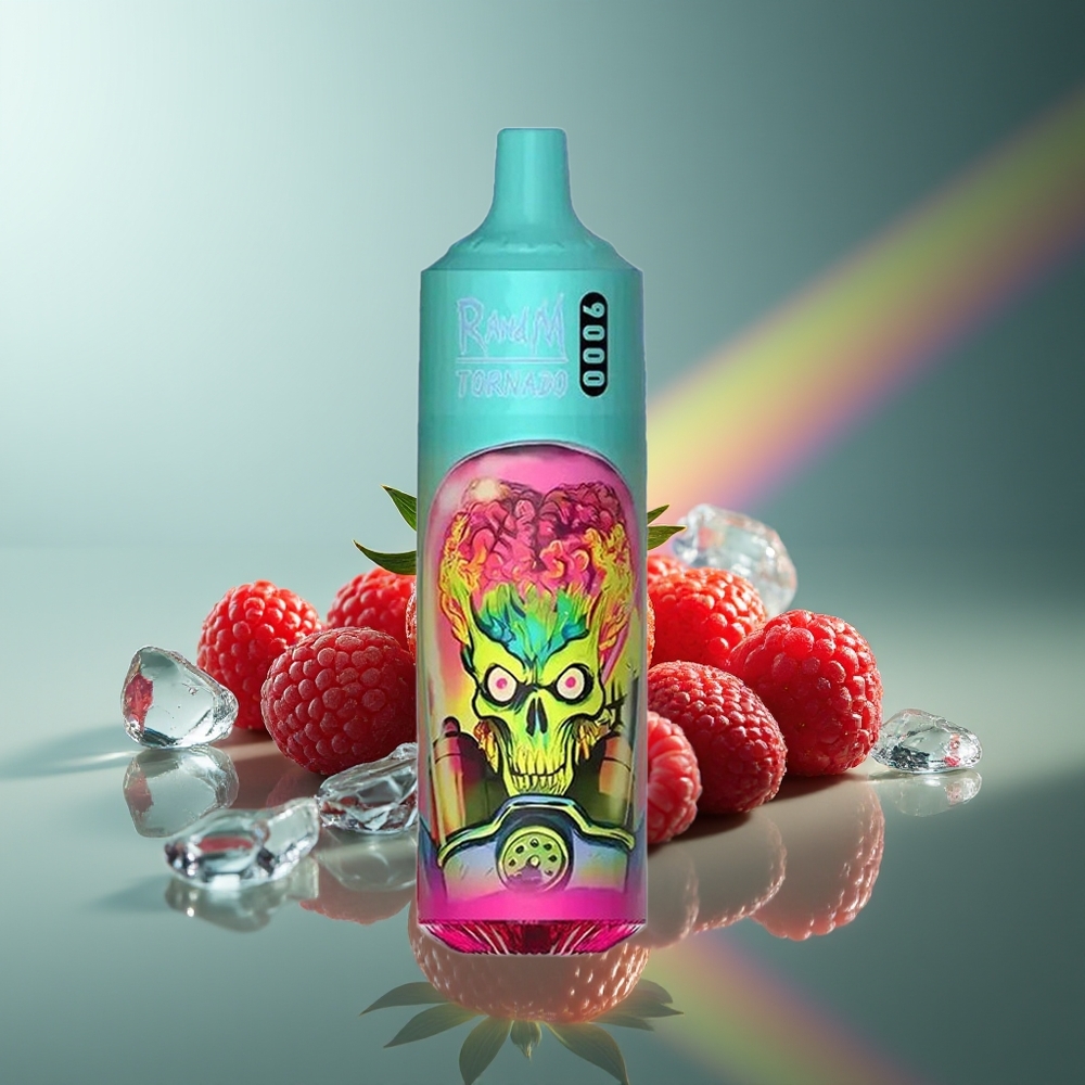 Wholesale Lithuania RandM Fumot Tornado 9000 Puffs Braškės Avietės Vyšnios Ledas 850 mAh