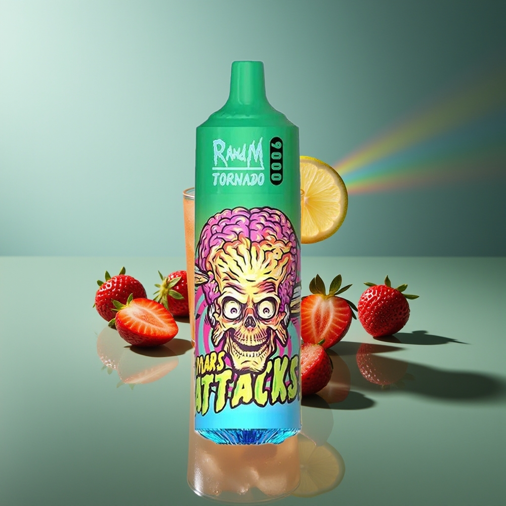 Wholesale Lithuania RandM Fumot Tornado 9000 Puffs Braškių Citrinų Sultys RGB Ekranas