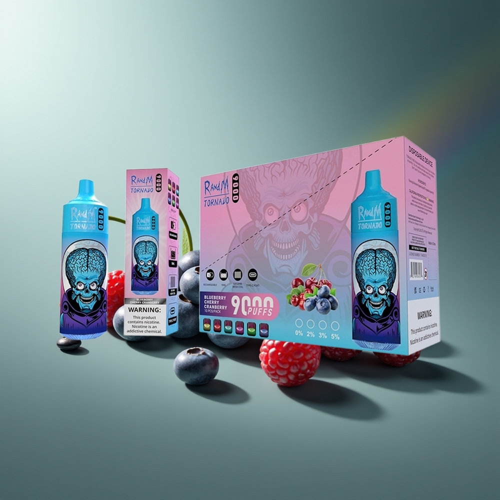 Wholesale Lithuania RandM Fumot Tornado 9000 Puffs Mėlynų Uogų ir Vyšnių 18 mL