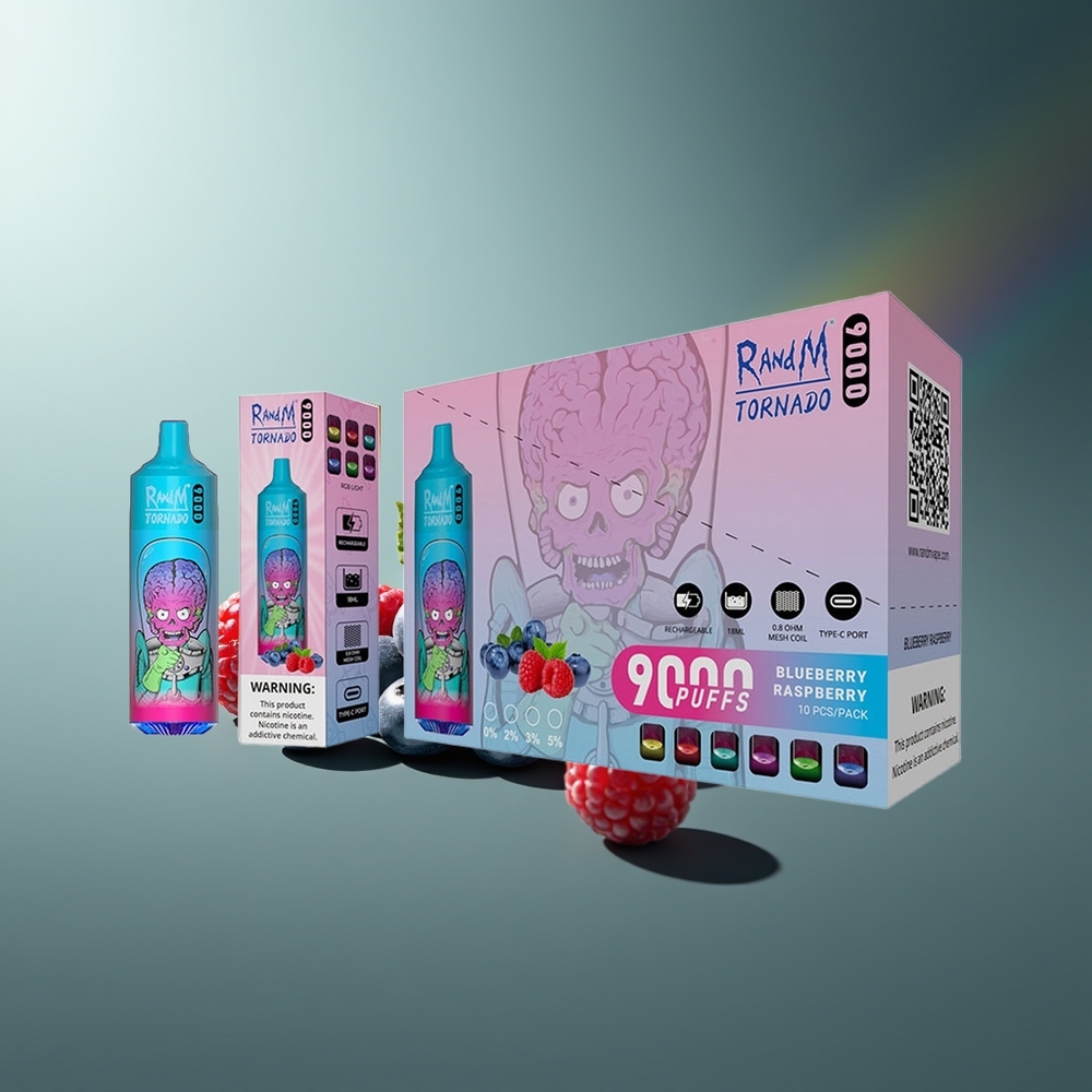 Wholesale Lithuania RandM Fumot Tornado 9000 Puffs Mėlynųjų Aviečių ir Aviečių 18 mL Mesh Coil