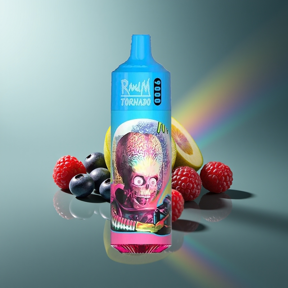 Wholesale Lithuania RandM Fumot Tornado 9000 Puffs Mėlynųjų Gervuogių Rūgščios Avietės Vienkartinės Elektroninės Cigaretės RGB Display Mesh Coil