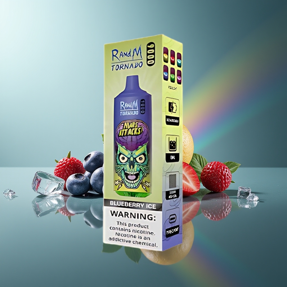 Wholesale Lithuania RandM Fumot Tornado 9000 Puffs Mėlynųjų Uogų Ledas RGB Displejus