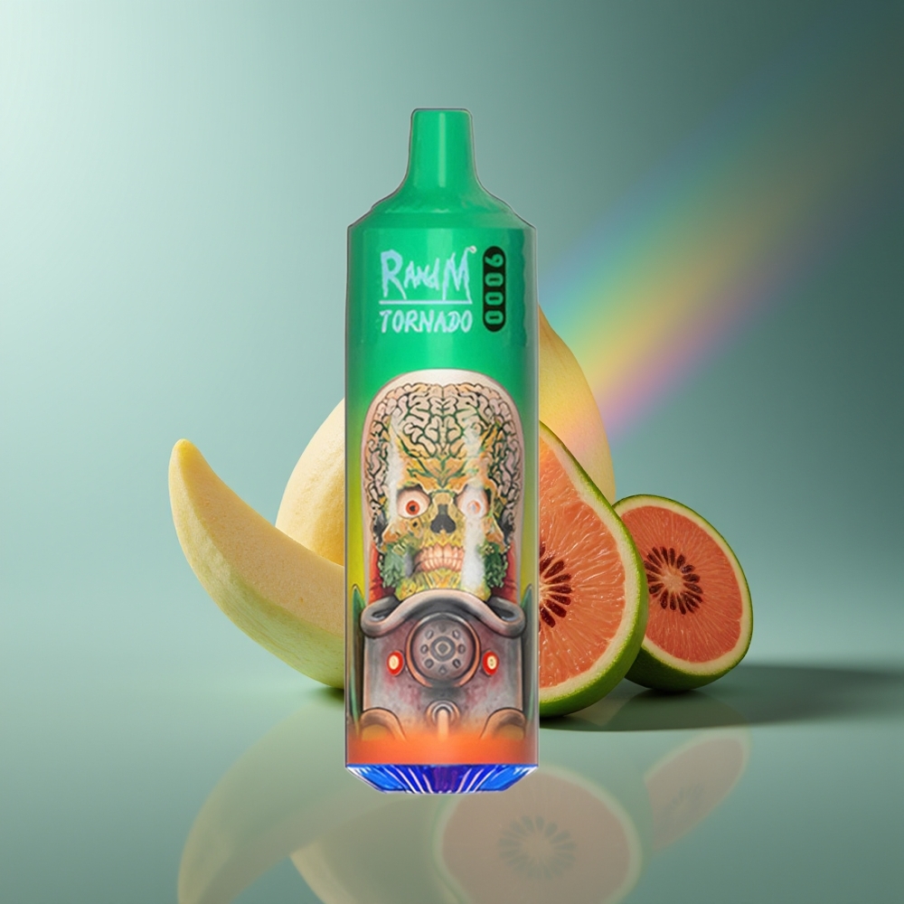Wholesale Lithuania RandM Fumot Tornado 9000 Puffs Vaivorykštės Saldainiai 18mL RGB Displays