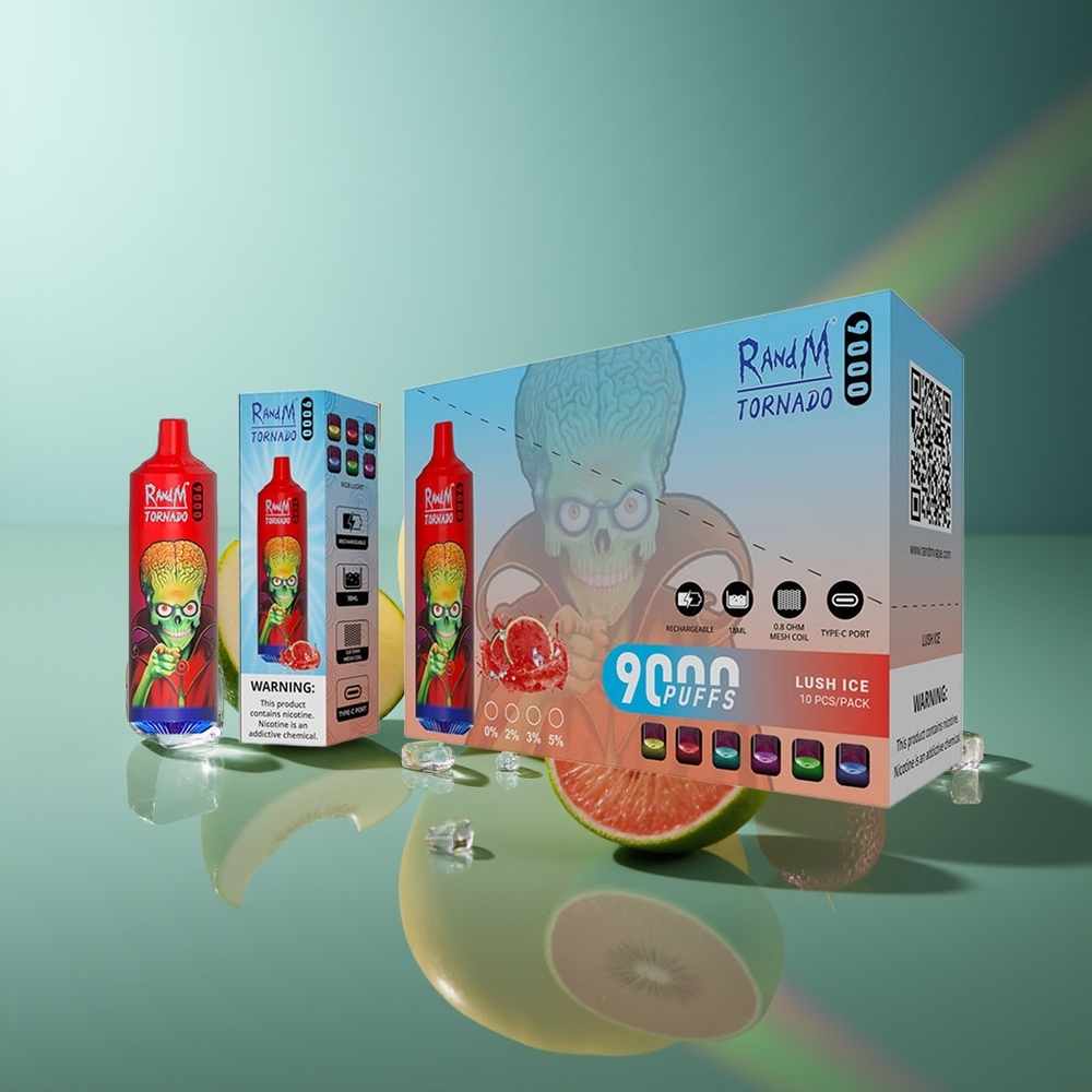 Wholesale Lithuania RandM Fumot Tornado 9000 Puffs Žaliavas Ledas 18 mL RGB