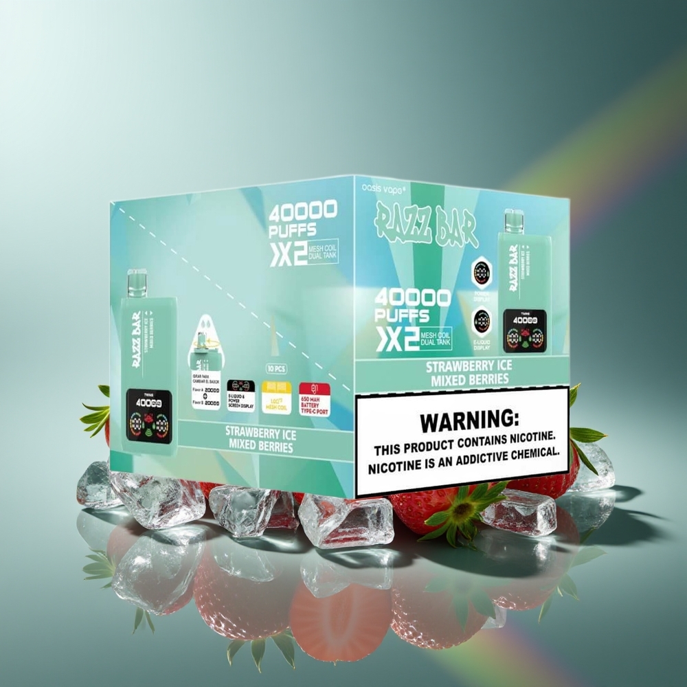Wholesale Lithuania Razz Bar 40000 Puffs Braškės Ledas - Mišrios Uogos 1.0Ohm 2 Mesh Coil 650 Mah Type-C