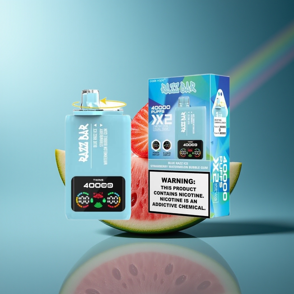 Wholesale Lithuania Razz Bar 40000 Puffs Mėlynųjų Serbentų Ledas-Braškių Arbūzas Burbuolių Guma 1.0Ohm 2 650 Mah