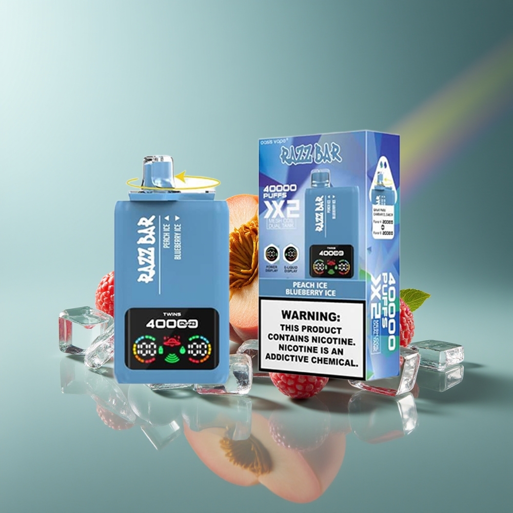 Wholesale Lithuania Razz Bar 40000 Puffs Persikas Šaldytas - Mėlynių Šaldytas 1.0Ohm 2 Mesh Coil 650 Mah Battery Type-C Port