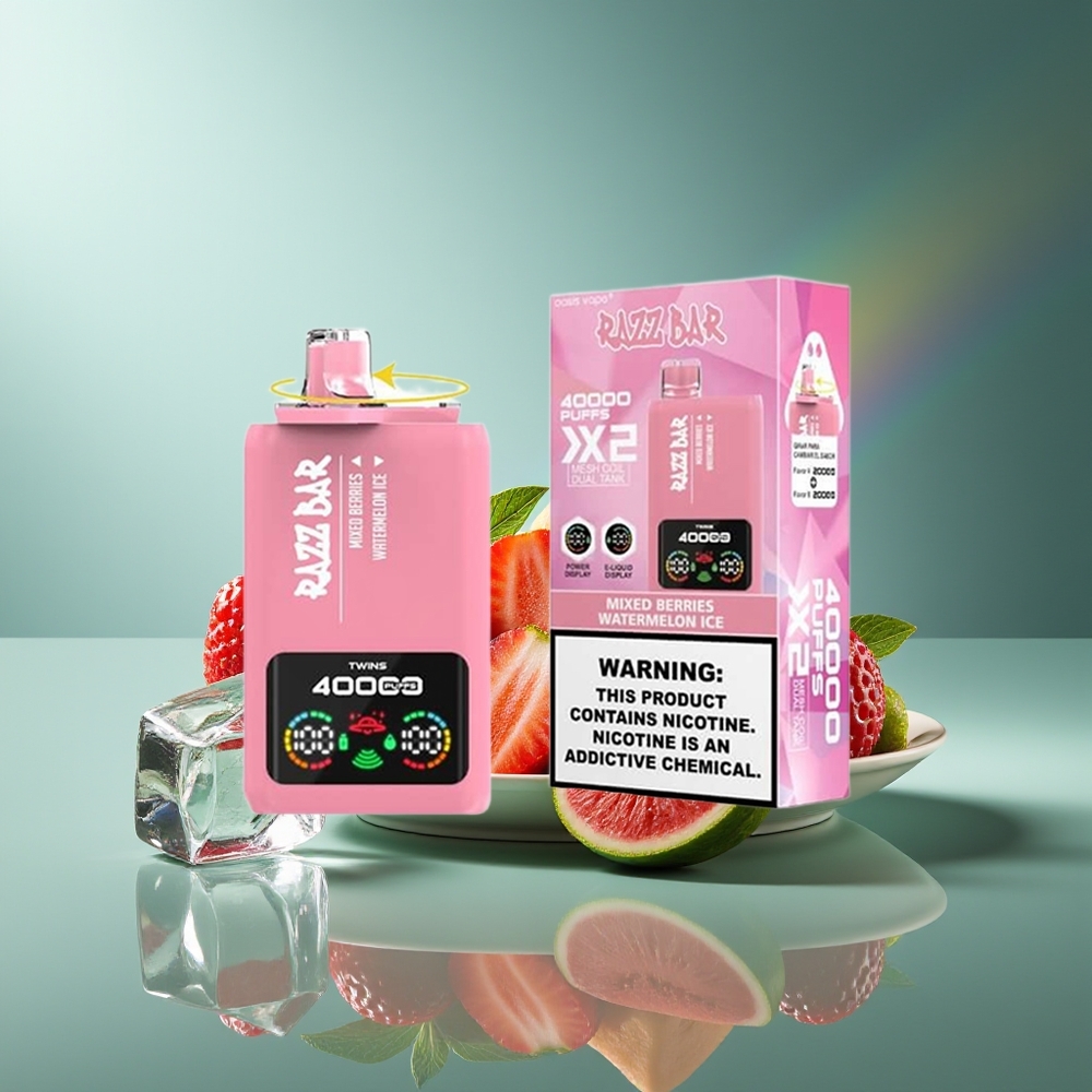 Wholesale Lithuania Razz Bar 40000 Puffs Vienkartinės Elektroninės Cigaretės 2% Nikotino Mišrios Uogos - Arbūzo Ledas Type-C Port