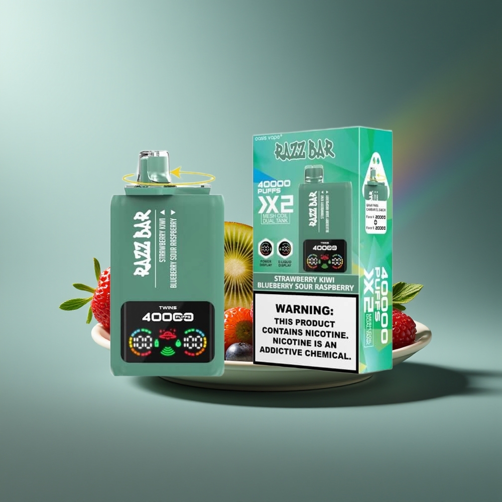 Wholesale Lithuania Razz Bar 40000 Puffs Vienkartinės Elektroninės Cigaretės Braškė-Kivis - Mėlynųjų Gervuogių Sūri Riešutė su 1.0Ohm 2 Mesh Coil ir 5% Nikotino