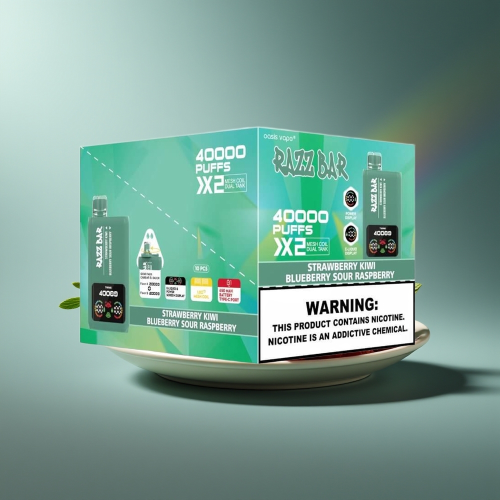 Wholesale Lithuania Razz Bar 40000 Puffs Vienkartinės Elektroninės Cigaretės Braškė-Kivis - Mėlynųjų Gervuogių Sūri Riešutė su 1.0Ohm 2 Mesh Coil ir 5% Nikotino