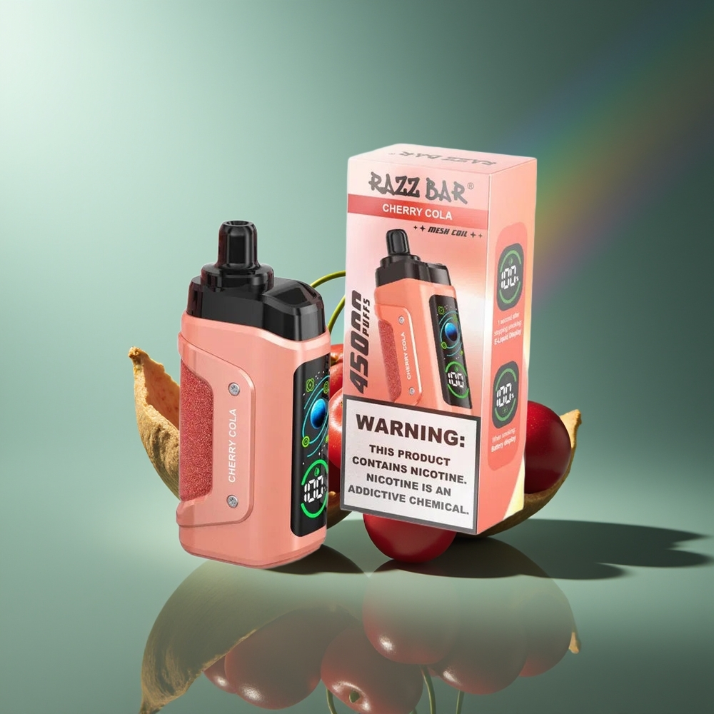 Wholesale Lithuania Razz Bar 45000 Pūsų Vienkartinės Elektroninės Cigaretės Vyšnių Kola 1.0 Ohm 20 mg/ml
