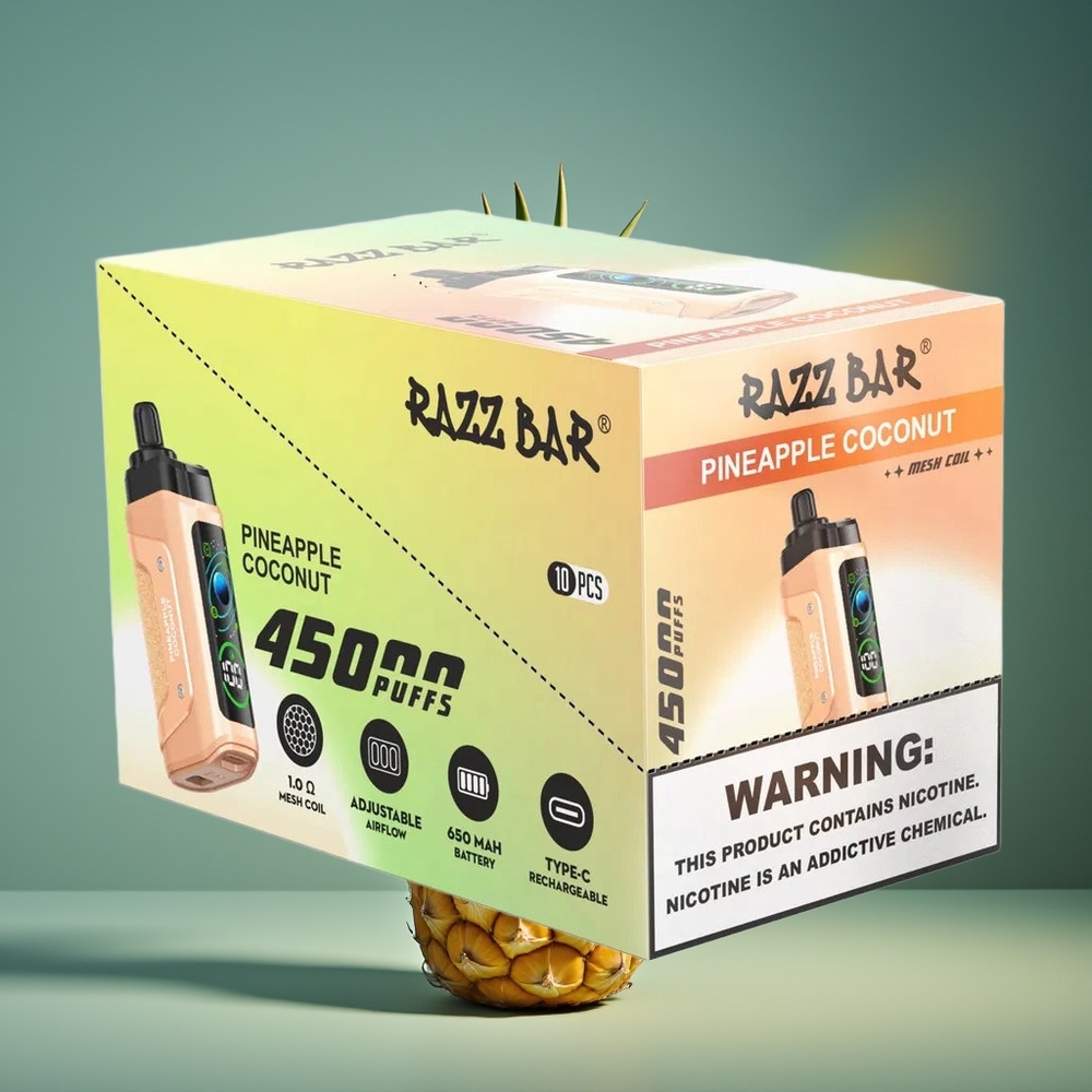Wholesale Lithuania Razz Bar 45000 Puffs Ananasas Kokosas 1.0 Ohm Mesh