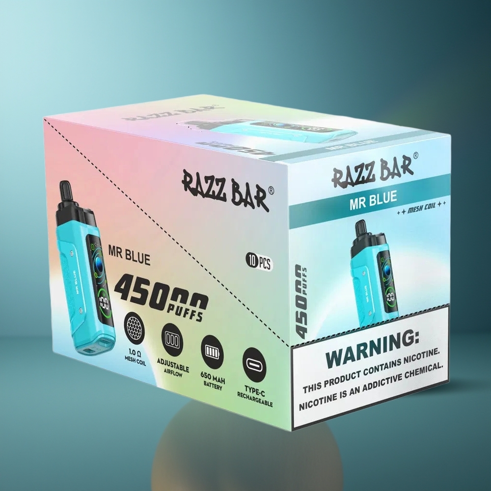 Wholesale Lithuania Razz Bar 45000 Puffs Mėlynasis 1.0 Ohm Mesh Coil Type-C