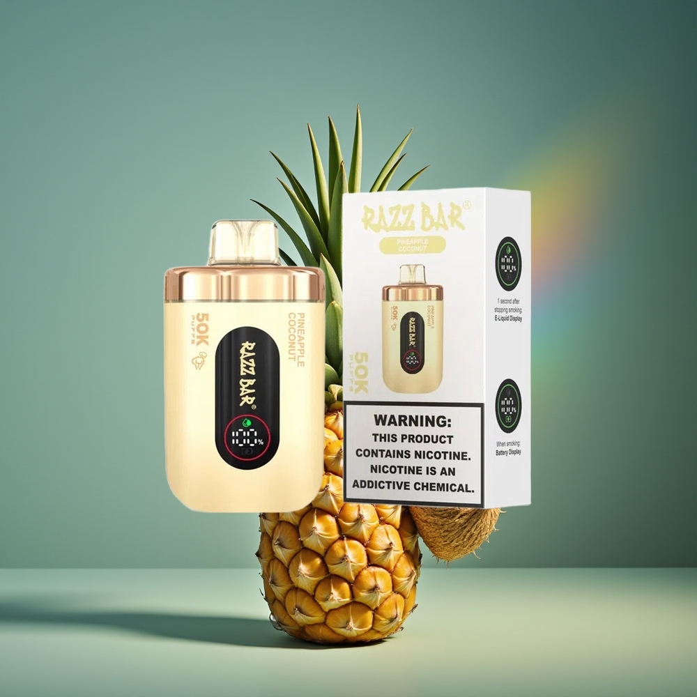 Wholesale Lithuania Razz Bar 50000 Puffs Vienkartinės Elektroninės Cigaretės Ananasas Kokosas 1.0 Ohm Mesh Coil 2% Nicotine