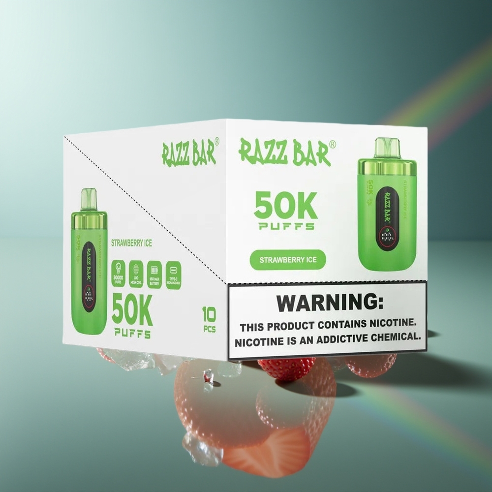Wholesale Lithuania Razz Bar 50K Braškės Ledas Vienkartinės Elektroninės Cigaretės 1.0 Ohm Type-C
