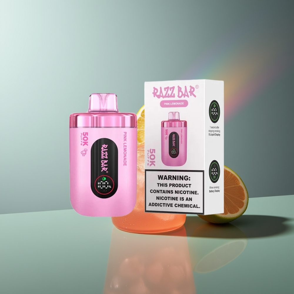 Wholesale Lithuania Razz Bar 50K Puffs 2% Nikotino Rausvųjų Citrinų Limonadas 1.0 Ohm Mesh