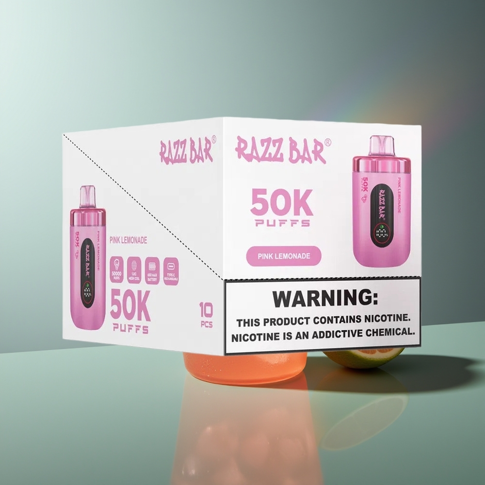 Wholesale Lithuania Razz Bar 50K Puffs 2% Nikotino Rausvųjų Citrinų Limonadas 1.0 Ohm Mesh