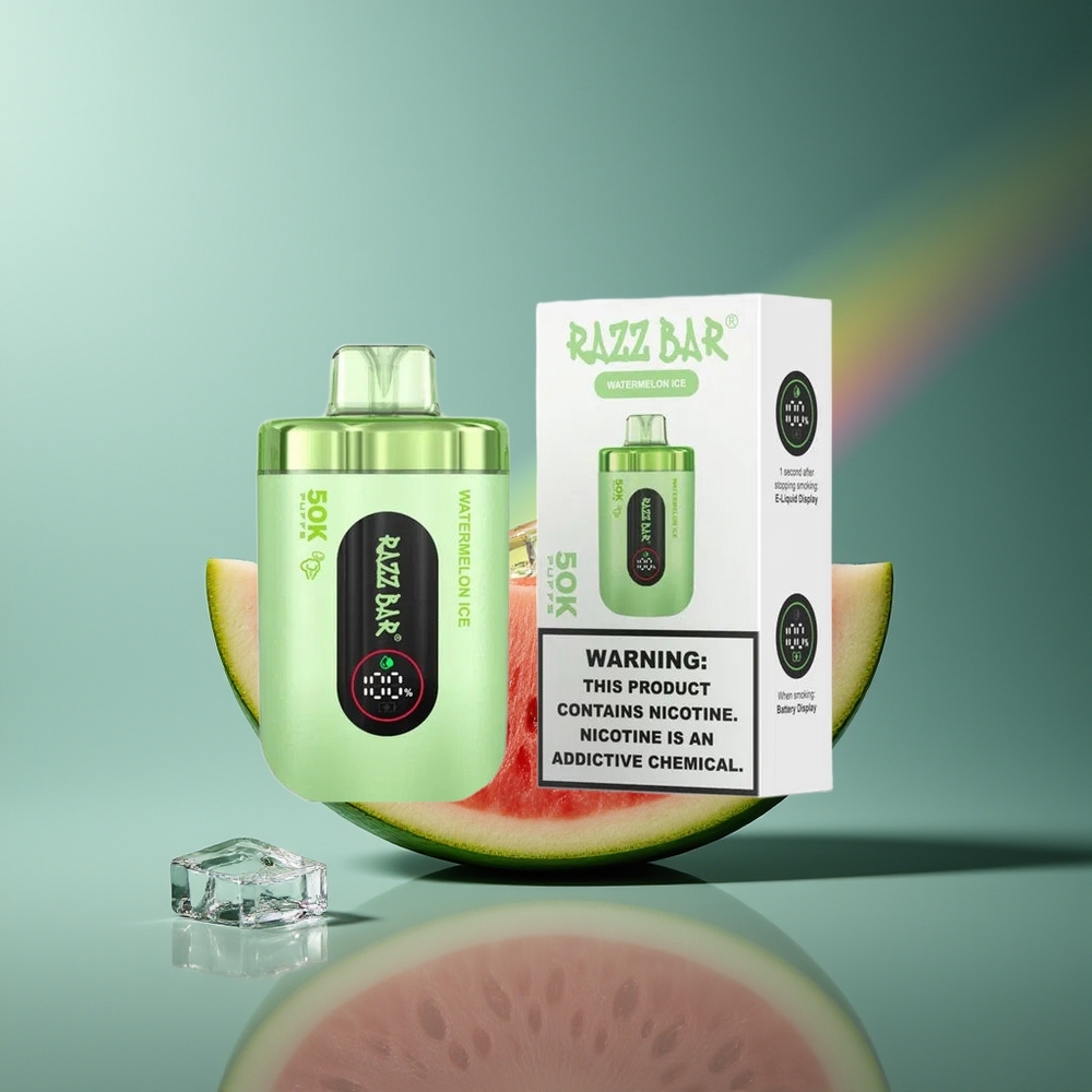 Wholesale Lithuania Razz Bar 50K Puffs Arbūzas Ledas Vienkartinės Elektroninės Cigaretės 1.0 Ohm Mesh Coil 2% Nicotine Content