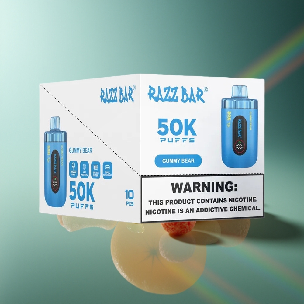 Wholesale Lithuania Razz Bar 50K Puffs Gummy Bear 1.0 Ohm Type-C