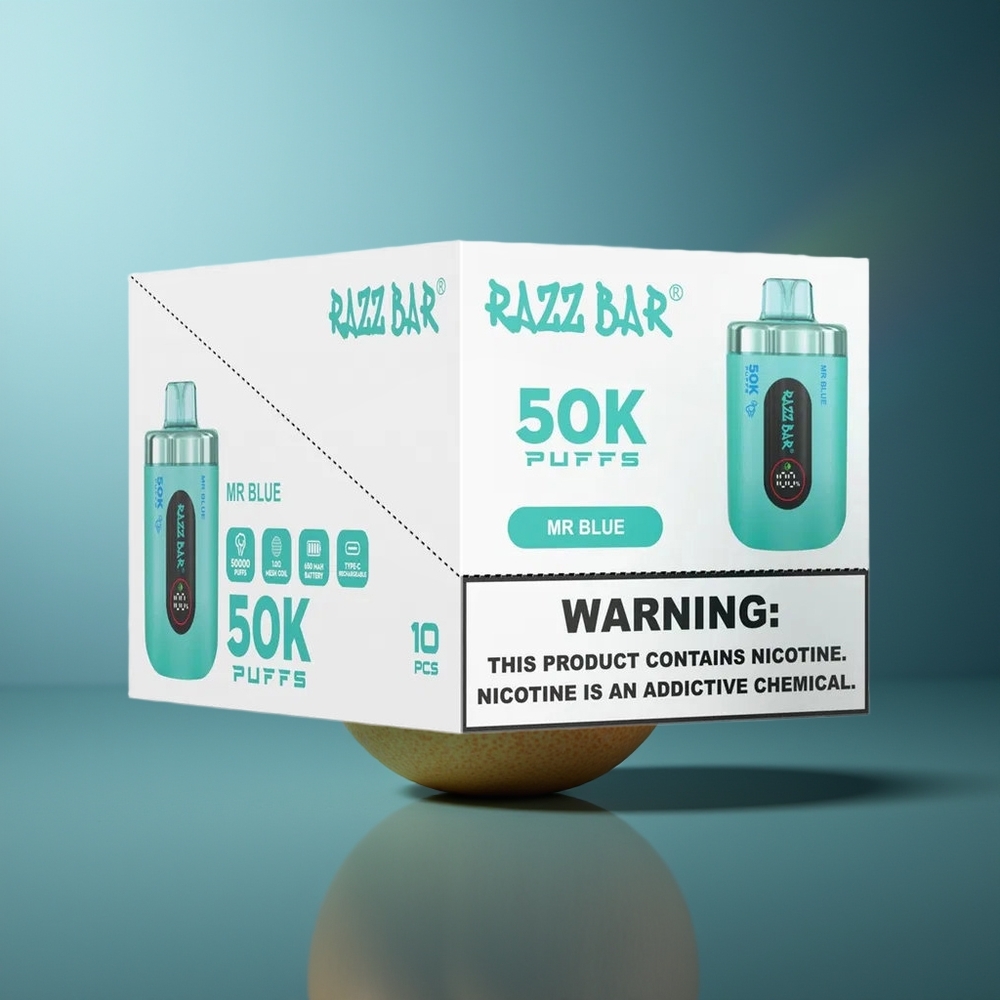 Wholesale Lithuania Razz Bar 50K Puffs Mėlynasis Mr Blue 1.0 Ohm Mesh 2% Nicotine