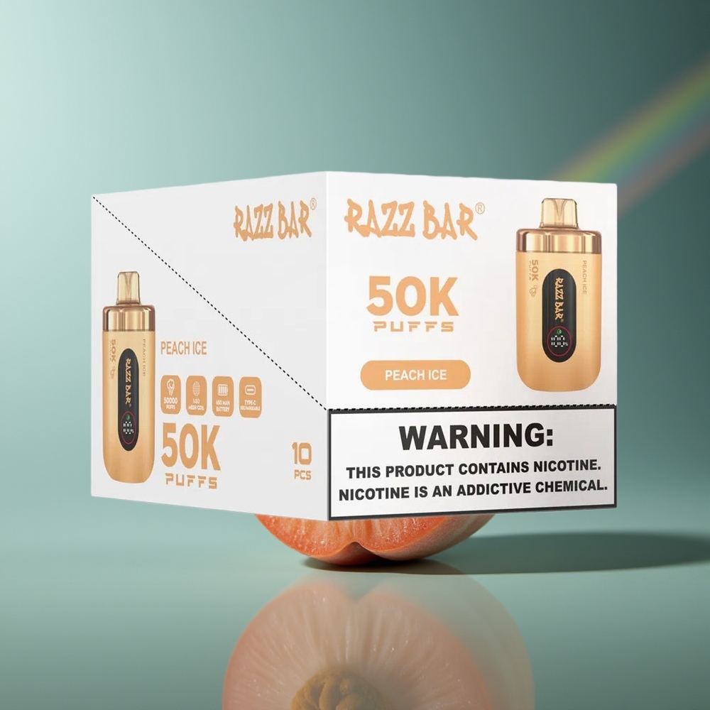 Wholesale Lithuania Razz Bar 50K Puffs Persikas Ledas 1.0 Ohm Mesh Coil Type-C